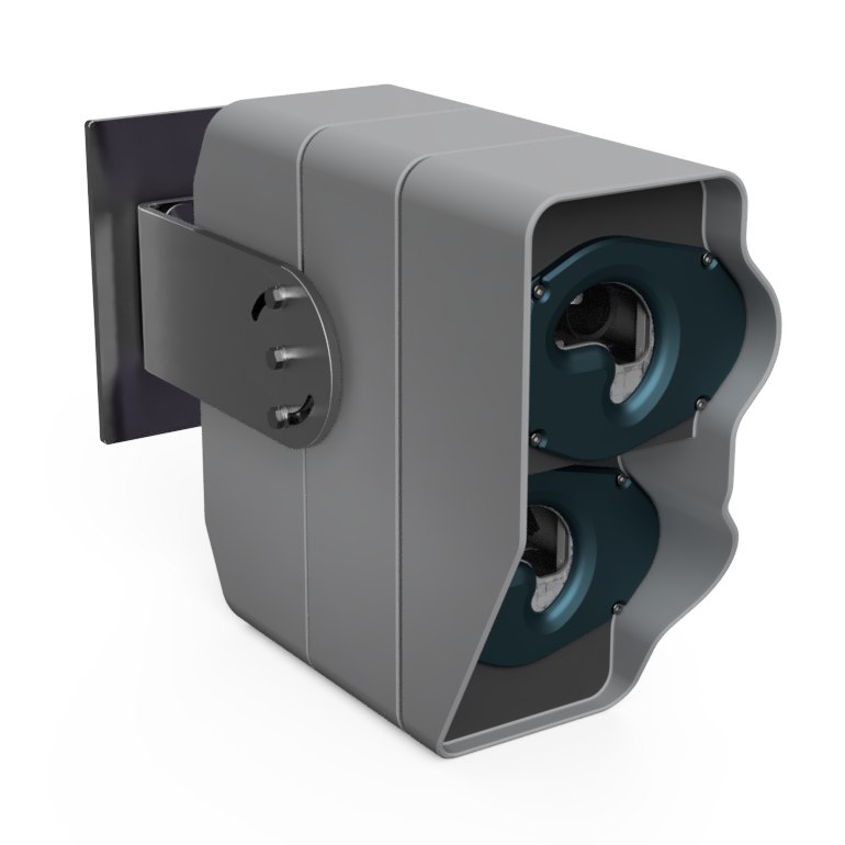 Render of the OreBuddy on-excavator detection camera housing