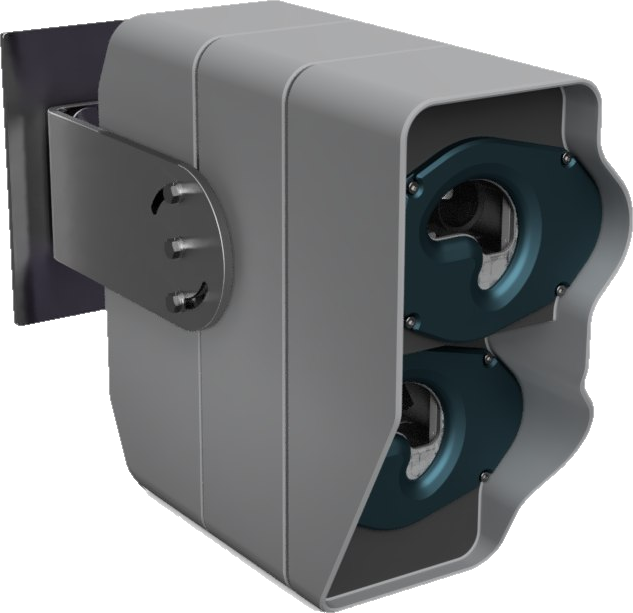 Render of the OreBuddy on-excavator detection camera housing